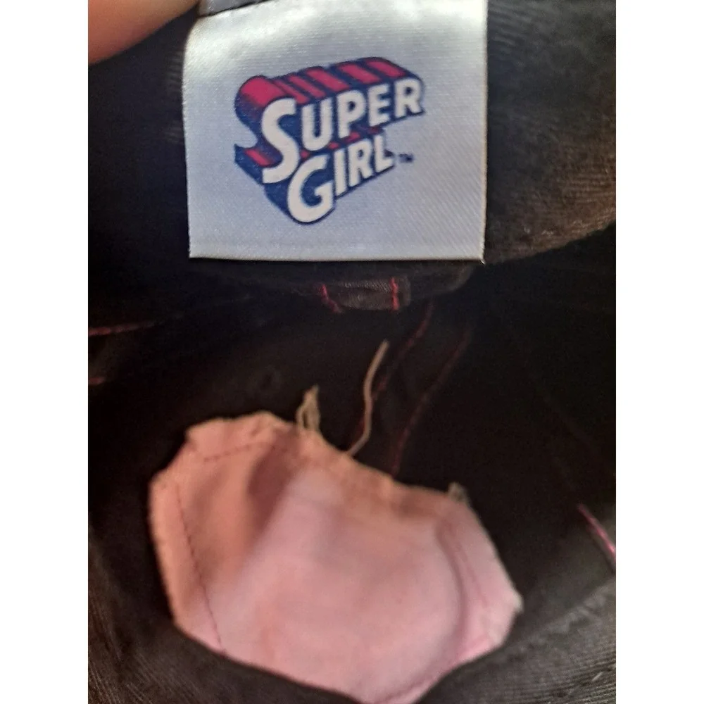 Super Girl Black Pink Baseball Cap Hat Hearts Logo Girl's Youth‎